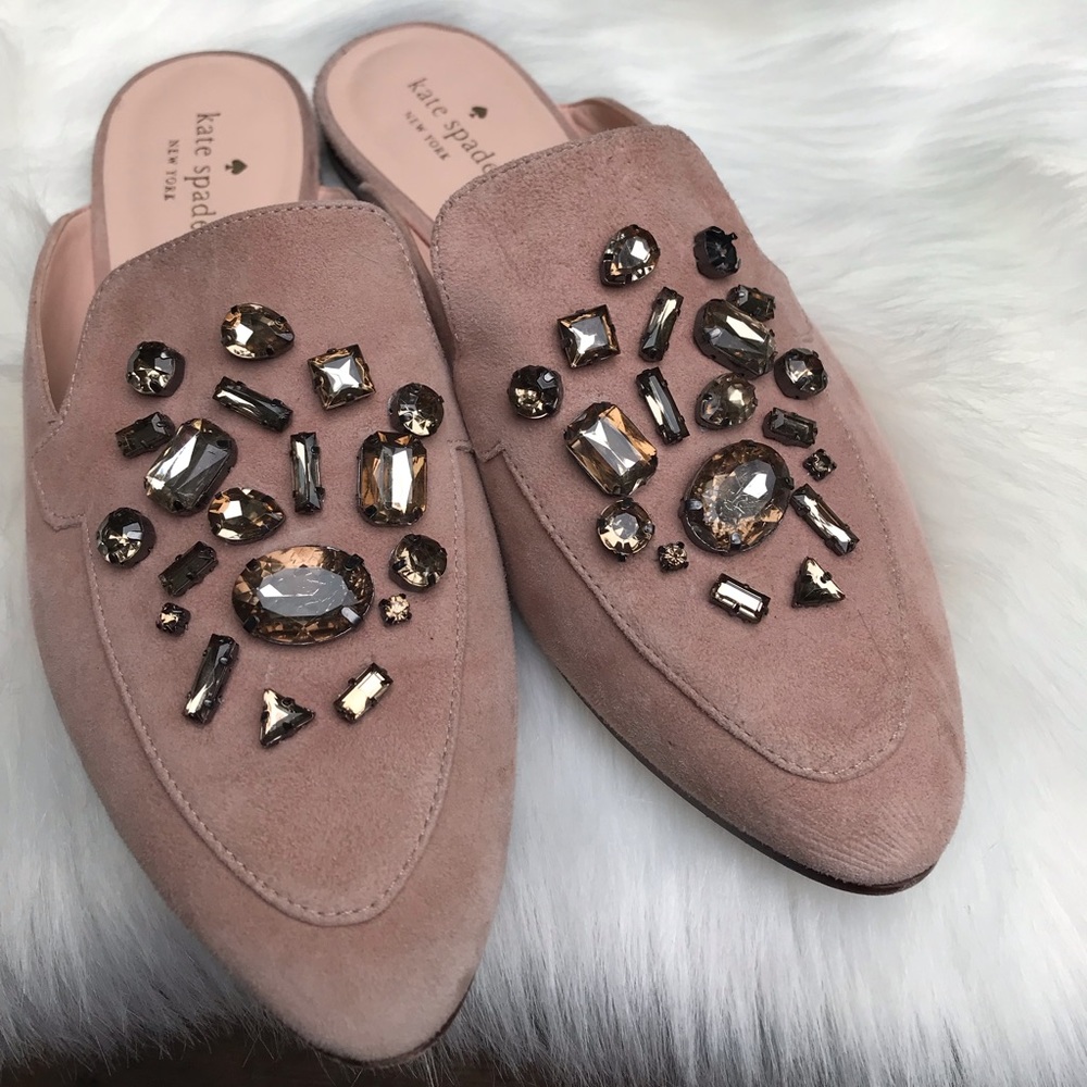 Kate Spade Cavell light blush suede loafer mule
